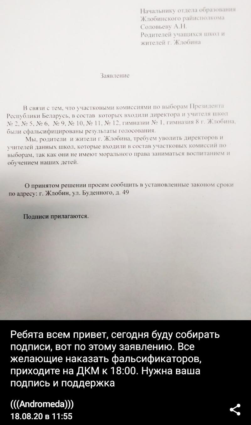 Уволить педагогов Жлобина предлагает некая Андромеда